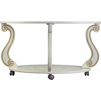 Стол журнальный Овация (С) на колесах слоновая кость/золото Mebelik арт.006754