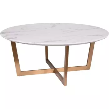 Стол журнальный Pearl White d100*40,6см Garda Decor арт.33FS-CT2029-BBS