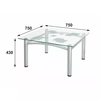 Стол журнальный Робер 2М металлик/прозрачное от фабрики Mebelik