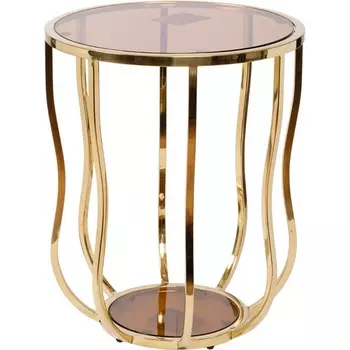 Стол журнальный стекло коричн./золото d50*60см Garda Decor арт.13RXET4036-GOLD
