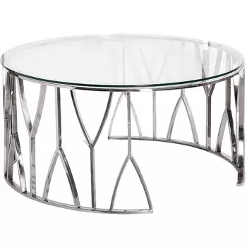 Стол журнальный стекло прозр./серебро d90*45см Garda Decor арт.13RXCT3104-SILVER