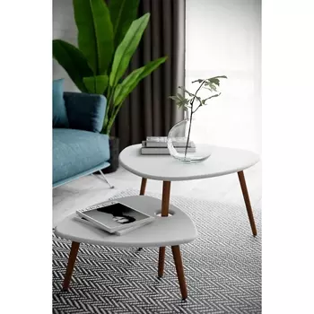 Стол журнальный Стилгрей белый/дуб светлый от фабрики Mebelik