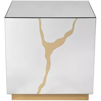 Стол журнальный зеркальный с золотым декором 55*55*61см Garda Decor арт.KFG198