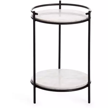 Столик кофейный FASELIS (mod. 11886) алюминиевый сплав/мрамор, 38*38*56 см, черный/белый мрамор Tetchair Secret De Maison 15862