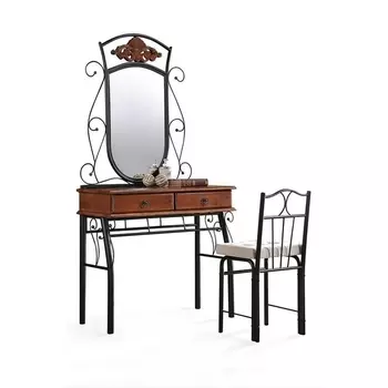 Столик туалетный CANZONA (столик/зеркало + стул) черный/красный дуб Tetchair 7999 10535