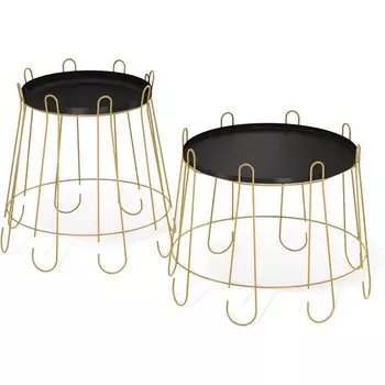 Столик журнальный Sheffilton SHT-CT6/CT6-2 золото/черный муар