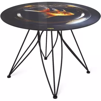 Столик журнальный Sheffilton SHT-S113/TT32 60 СТЕКЛО/МДФ черный муар/лунная ночь