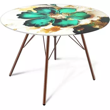 Столик журнальный Sheffilton SHT-S37/TT32 60 СТЕКЛО/МДФ медный металик/малахитово зеленый