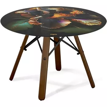 Столик журнальный Sheffilton SHT-S70/TT32 60 СТЕКЛО/МДФ темный орех/черный муар/ночной цветок