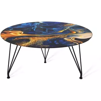 Столик журнальный Sheffilton SHT-TU29/H36/TT32 60 СТЕКЛО/МДФ черный муар/синий сапфир