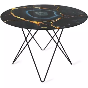 Столик журнальный Sheffilton SHT-TU37/TT32 60 СТЕКЛО/МДФ черный муар/титановый кварц