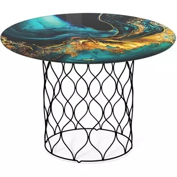 Столик журнальный Sheffilton SHT-TU49/TT32 60 СТЕКЛО/МДФ черный муар/королевский синий