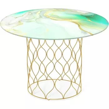 Столик журнальный Sheffilton SHT-TU49/TT32 60 СТЕКЛО/МДФ золото/лазурно голубой