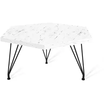 Столик журнальный SHT-TU29/H36/TT20 ЛДСП 60/60 черный муар/мрамор каррара белый от фабрики Sheffilton
