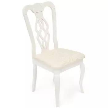 Стул - Афродита/ white, ткань кремовая с рисунком (3321) (дерево гевея) Tetchair 8073 12889
