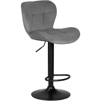 Стул барный BARNY (серый велюр (MJ9-75)) Dobrin 5022_BlackBase-LM BLACK BLACK, цвет сиденья серый (MJ9-75), основания черный