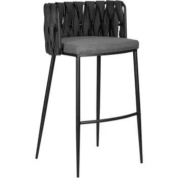 Стул барный Dobrin AMELIA (серая ткань (F-48), темно-серый винтажный PU (MF-12))