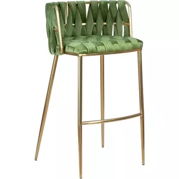 Стул барный Dobrin EMMA GOLD (зеленый велюр (VF-08))