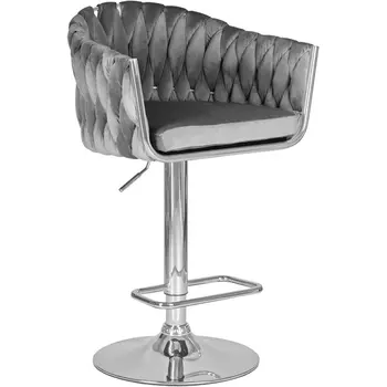 Стул барный (серый велюр (MJ9-75)) Dobrin 9692-LM MARCEL MARCEL, цвет сиденья серый (MJ9-75), основания хромированная сталь