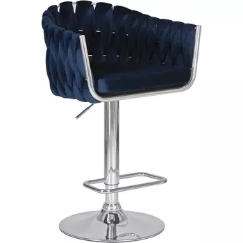 Стул барный (синий велюр (MJ9-117)) Dobrin 9692-LM MARCEL MARCEL, цвет сиденья синий (MJ9-117), основания хромированная сталь