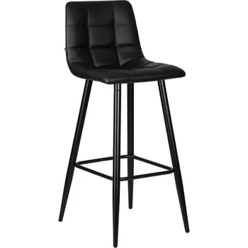 Стул барный DOBRIN NICOLE (черные матовые ножки, черная экокожа (P-01)) Dobrin