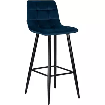 Стул барный Dobrin NICOLE (черные матовые ножки, темно-синий велюр (108-95))