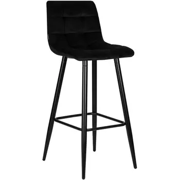 Стул барный Dobrin NICOLE (черные матовые ножки, черный велюр (108-77))