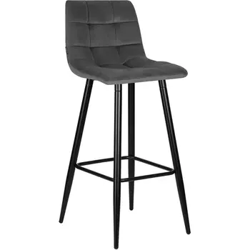 Стул барный Dobrin NICOLE (черные матовые ножки, темно-серый велюр (108-91))