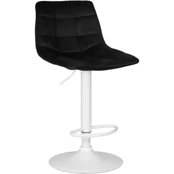 Стул барный (черный велюр (MJ9-101)) Dobrin 5017_WhiteBase-LM TAILOR WHITE WHITE, цвет сиденья черный (MJ9-101), основания белый