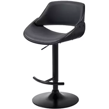 Стул барный ESF JY1995 серый PU/черный/черный/Экокожа,Шпон ореха,Металл