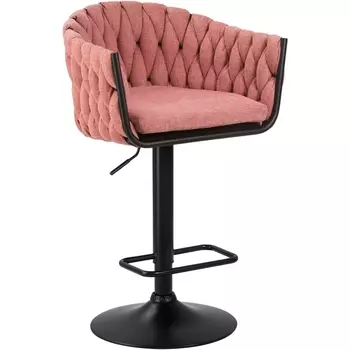 Стул барный (розовая ткань (LAR 275-10)) Dobrin 9690-LM LEON LEON, цвет сиденья розовый (LAR-275-10), основания черный