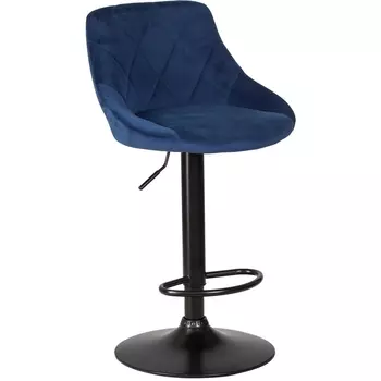Стул барный (синий велюр (MJ9-117)) Dobrin 5007_BlackBase-LM LOGAN BLACK BLACK, цвет сиденья синий (MJ9-117), основания черный