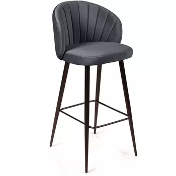 Стул барный Mont Blanc, бархат светло-серый 26 / черный конус Top Concept арт.18475