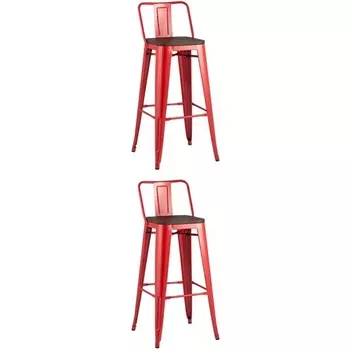 Стул барный TOLIX WOOD со спинкой красный глянцевый 2 шт Stool Group (арт.УТ000038377)