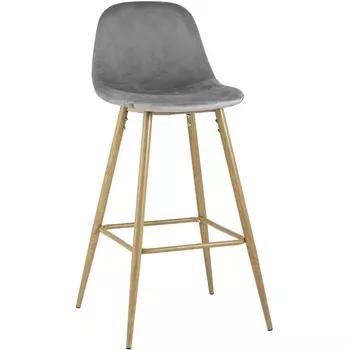 Стул барный Валенсия велюр серый ножки цвет дерево (Stool Group)
