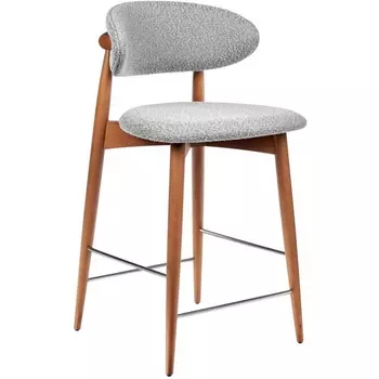 Стул Bradex Home полубарный Lucas светло-серый букле с ножками цвета орех (RF 0550)