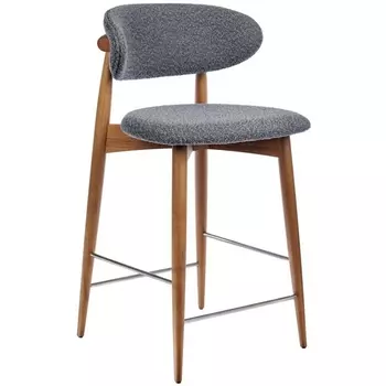 Стул Bradex Home полубарный Lucas темно-серый букле с ножками цвета орех (RF 0551)