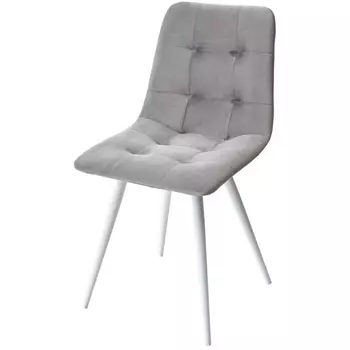 Стул светло-серый #26, велюр / белый каркас, шт/ к M-City CHILLI-Q 461MC04597