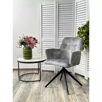 Стул DANTE 360 град. поворот. VT5001-7 античный светло-серый, велюр без "пальчиковый"/черный, DISAUR M-City (2 шт.)