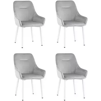 Стул Диана велюр серебристый ножки белые 4 шт Stool Group (арт.УТ000037411)