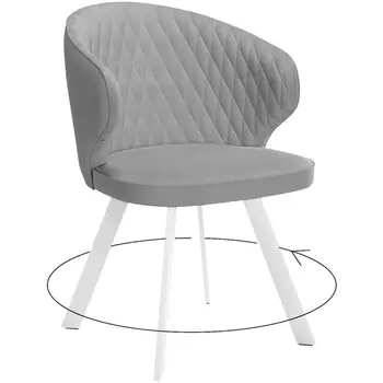 Стул DikLine 249 поворотный, B22 GREY, ножки белые Dikline