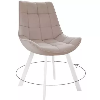 Стул DikLine 263 поворотный, B03 BEIGE, ножки белые Dikline