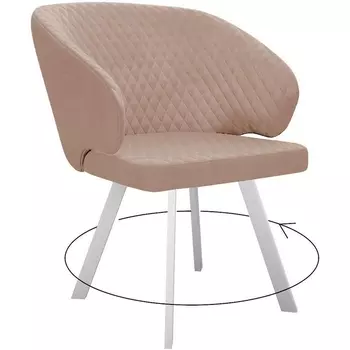 Стул DikLine 265 поворотный, Z128 бежевый, ножки белые арт.00-00066442 Dikline