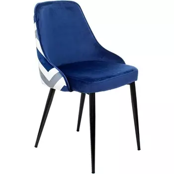 Стул для кухни KF-5 синий зигзаг металл черный на ножках (KF-5/ZIG/DBLUE) Бюрократ KF-5/ZIG/DBLUE