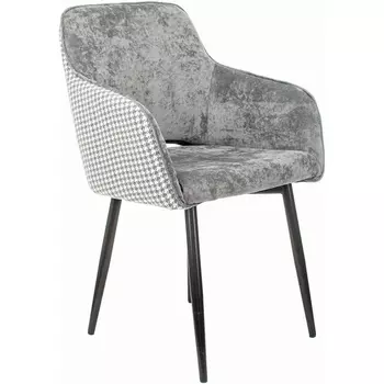 Стул для кухни KF-7 серый гусиная лапка металл черный на ножках (KF-7/LT19/GF) Бюрократ KF-7/LT19/GF