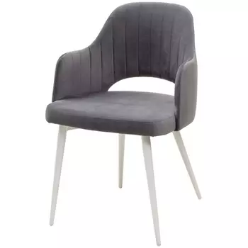 Стул FANTINE-LA СЕРЫЙ #27, велюр/ белый каркас (M-City)