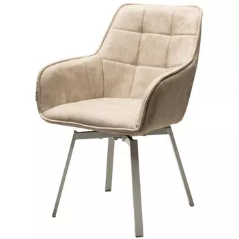 Стул HK007-01 Светло-бежевый, искусственная замша / белый каркас, поворот.360 град. M-City 629M04852