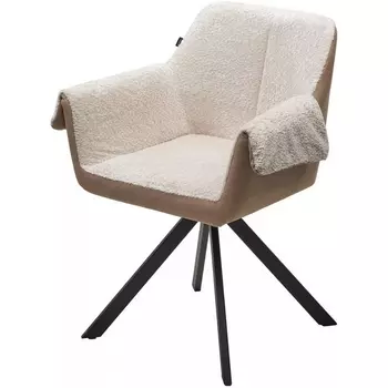 Стул ЭЛЕФАНТ 360 град. поворотный, Alpina Cream, букле / Magnum 130 искуств.замша / Черный, M-City