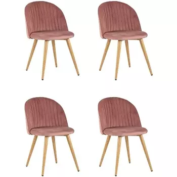 Стул Лион Страйпс велюр розовый 4 шт Stool Group арт.УТ000037459