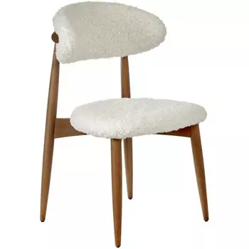 Стул Lucas белый искусственный мех с ножками цвета орех Bradex Home арт.RF 0685